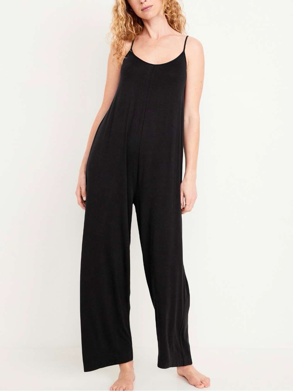 Black Wide-Leg Jumpsuit with Spaghetti Straps